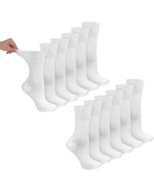 Dr.Socks 12 Pairs Ladies Bamboo Diabetic Socks - White
