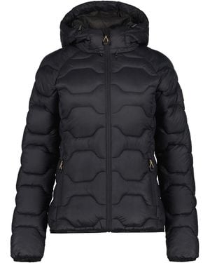 Icepeak Solid Patterned Hooded Zipped Pocket Puffer Jacket - Black