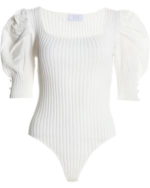 Quiz Knitted Puff Sleeve Bodysuit - White