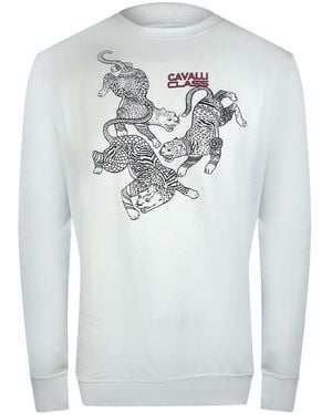 Roberto Cavalli Paisley Leopard Design Off Sweatshirt Cotton - Grey