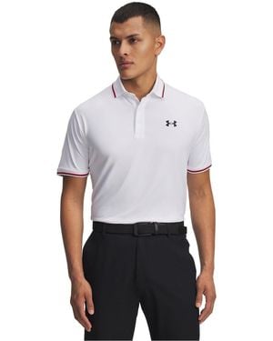 Under Armour Ribbed Polo Shirt With Collared Neck - White