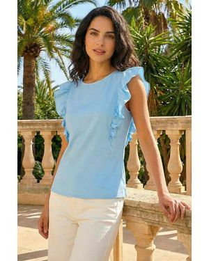 D.u.s.k Short Sleeve Ruffle Stretch Tee - Blue