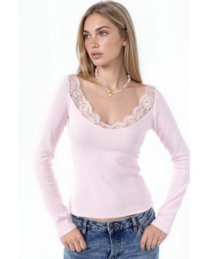 Busem Lace Detailed V-Neck Blouse - White