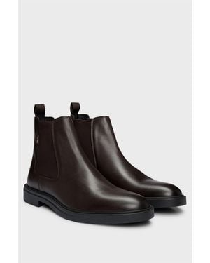 BOSS Calev Chelsea Leather Dark Boots - Black