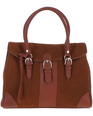 Ashwood Leather 'Onda Opulenta' Flap Over Soft Suede Tote Bag - Brown