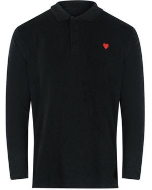 Moschino Love Small Heart Logo Long Sleeve Polo Shirt Cotton - Black
