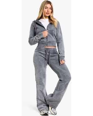 Boohoo Washed Low Rise Fitted Flared Jogger - Blue