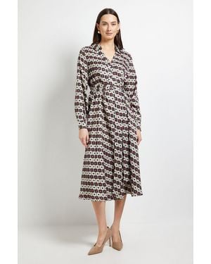 PRINCIPLES Contrast Collar Shirt Dress - Green