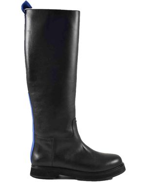 JOSEPH Tall Leather Boots Side Stripe Detail - Black
