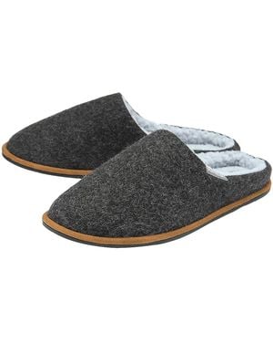 Dunlop Plush Lined Mule Slippers With Memory Foam - Black