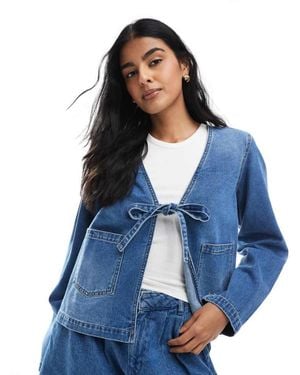 ONLY Boxy Tie Front Shacket - Blue