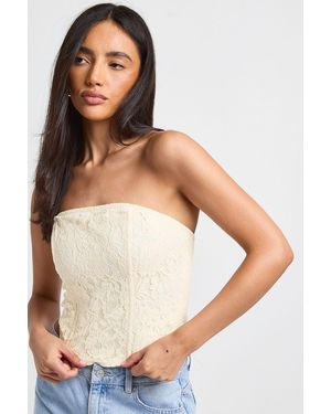 Boohoo Broderie Bandeau Corset Top - Yellow