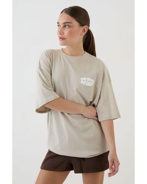 DSGN Studio Sport Bubble Print Oversized T-Shirt - Natural