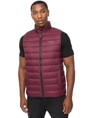 Crosshatch Gattering Mve Quilted Gilet (Raisin) - Red