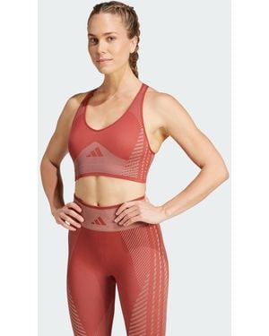 adidas Originals Aeroknit Training Light Support Bra - Red