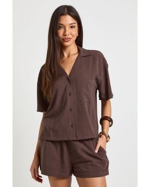 Boohoo Premium Linen Shorts - Brown