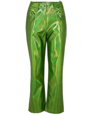 Amy Lynn Amylynn Lupe Metallic Patterned Five Pocket Trousers - Green