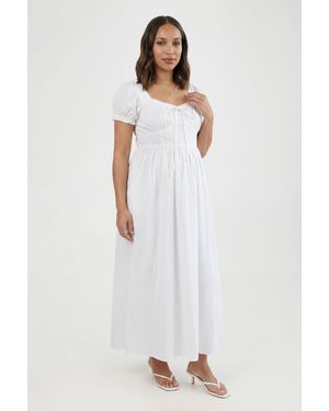 Boohoo Maternity Cotton Milkmaid Midaxi Skater Dress - White