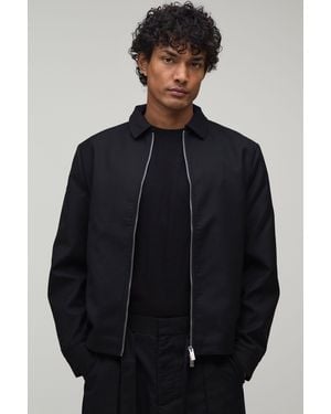 BoohooMAN Tailored Boxy Co-Ord Harrington Jacket - Blue