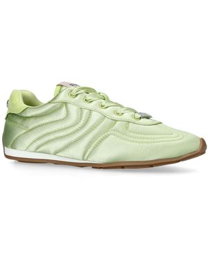 Steve Madden Satin Abbi Trainers - Green