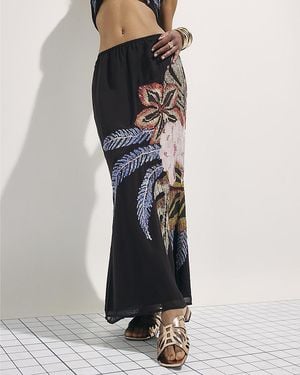 River Island Maxi Skirt Beaded Floral Terry De Havilland Viscose - Red