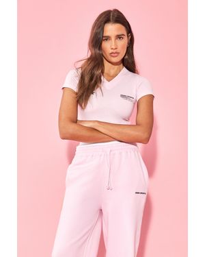 DSGN Studio Sport V Neck Fitted T-Shirt - Pink