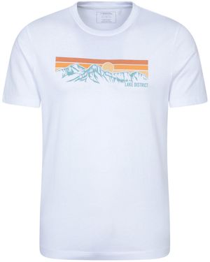 Mountain Warehouse Regional Lake District T-Shirt Crew Neck Breathable Everyday Tee Cotton - White
