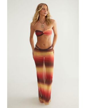 Nasty Gal Ombre Twist Bandeau Bikini And Maxi Skirt 3Pc Set - Red