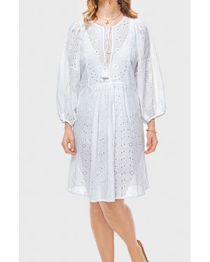 Elle Jane Embroidery Anglaise Beach Dress - White