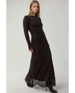 Hiccup Maxi Lace Dress With Crew Neck - Black