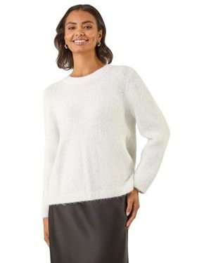 Roman Bow Back Metallic Knit Jumper - White