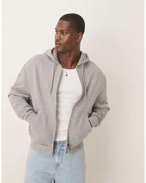ASOS Essentials Boxy Relaxed Zip Through Hoodie - Natural