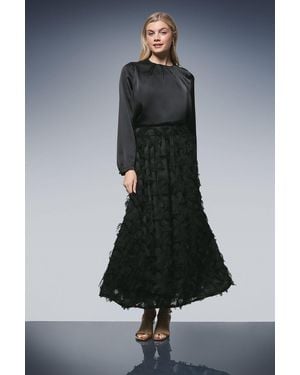 PRINCIPLES Textured Jacquard Circle Midi Skirt - Blue