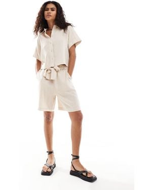 SELECTED Gulia High Waist Linen Blend Shorts Co-Ord - White