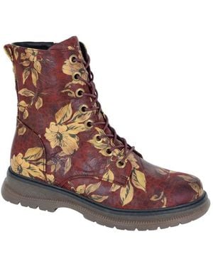 Cipriata Ambretta Ankle Boots Burgundy Multi Floral - Brown