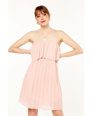 Gini London Gelaagde Mini-jurk Met Bandjes En Geplooide Top - Roze