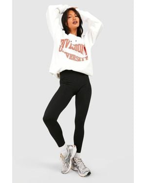 Boohoo Thick Waistband Fleece Lined Seam Front Leggings - White