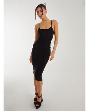 Pink Vanilla Eyelet Midi Dress - Black
