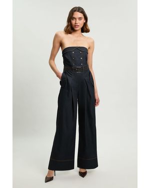Karen Millen Petite Tailored Denim Trench Bandeau Jumpsuit - Blue