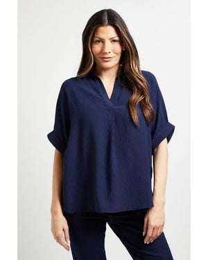 Wallis Woven Collar Overhead Shirt - Blue