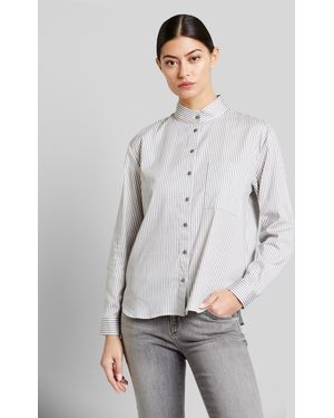 Bugatti Damen Overhemdblouse Van Elastische Katoenmix - Grijs