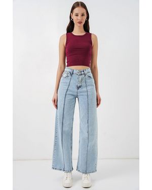 Bigdart High-Waist Wide-Leg Cotton Jeans - Blue