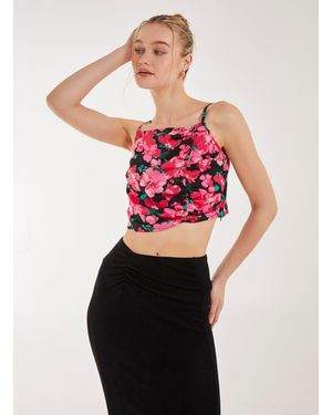 Pink Vanilla Floral Ruched Cami Top - Pink