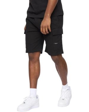 Crosshatch Utilate Elasticated Waist Cargo Shorts Cotton - Black