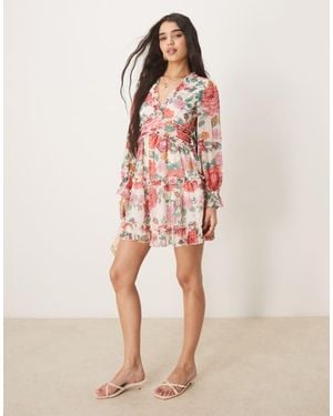 Vila Chiffon Frill Detail Mini Dress - Pink