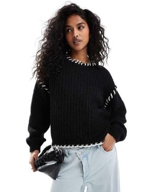 ONLY Contrast Stitch Jumper - Black