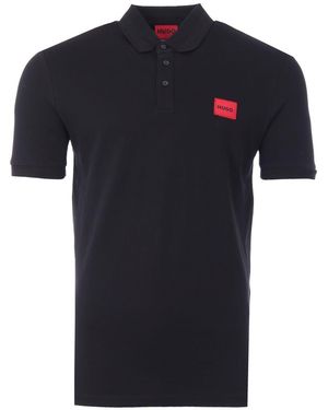 HUGO Logo Patch Sustainable Slim Fit Polo Shirt - Black
