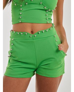 Pink Vanilla Diamante Shorts - Green