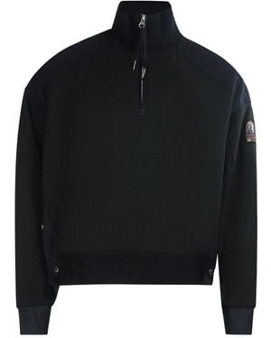 Parajumpers Fleece Zwart Sweatshirt Met Kwartrits En Coltrui