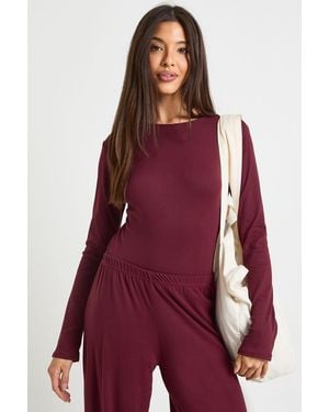 Boohoo Ultra Soft Long Sleeve Bodysuit - Red